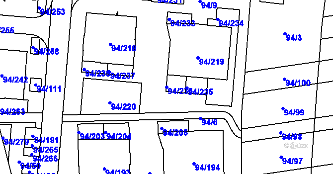 Parcela st. 94/236 v KÚ Slivenec, Katastrální mapa