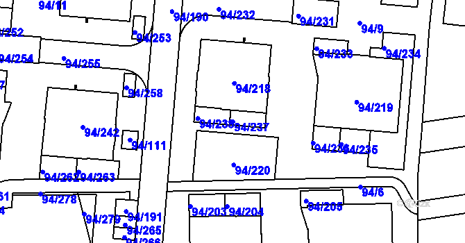 Parcela st. 94/237 v KÚ Slivenec, Katastrální mapa