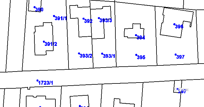 Parcela st. 393/1 v KÚ Slivenec, Katastrální mapa