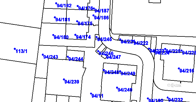 Parcela st. 94/246 v KÚ Slivenec, Katastrální mapa
