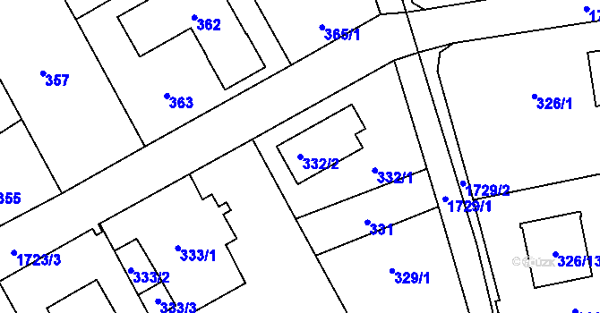 Parcela st. 332/2 v KÚ Slivenec, Katastrální mapa