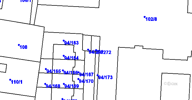 Parcela st. 94/272 v KÚ Slivenec, Katastrální mapa