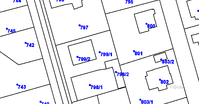 Parcela st. 799/1 v KÚ Slivenec, Katastrální mapa