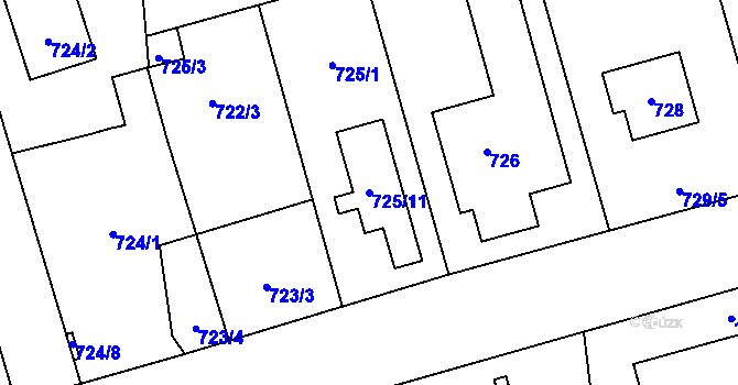 Parcela st. 725/11 v KÚ Slivenec, Katastrální mapa