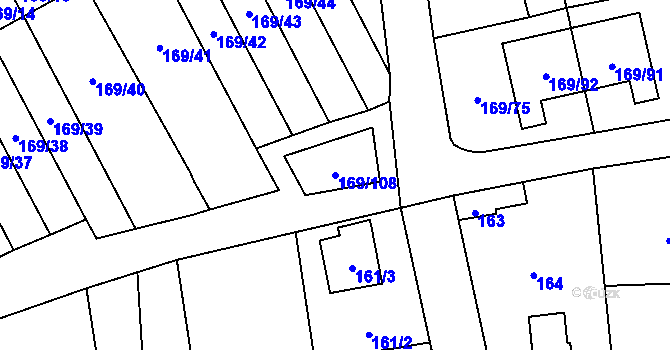 Parcela st. 169/108 v KÚ Slivenec, Katastrální mapa