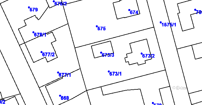 Parcela st. 673/3 v KÚ Slivenec, Katastrální mapa