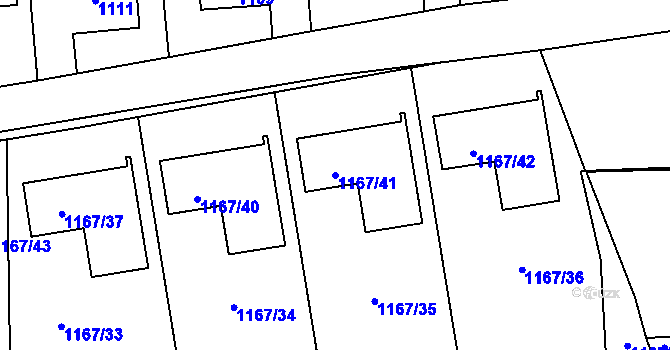 Parcela st. 1167/41 v KÚ Slivenec, Katastrální mapa
