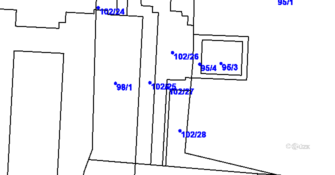 Parcela st. 102/27 v KÚ Slivenec, Katastrální mapa