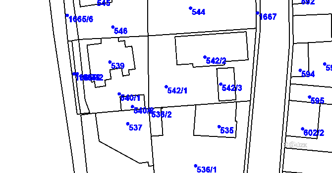 Parcela st. 542/1 v KÚ Slivenec, Katastrální mapa
