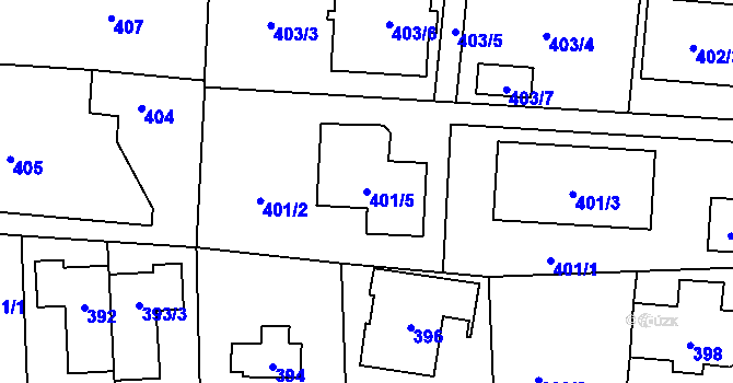 Parcela st. 401/5 v KÚ Slivenec, Katastrální mapa