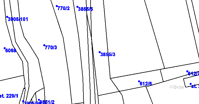 Parcela st. 3855/3 v KÚ Slopné, Katastrální mapa