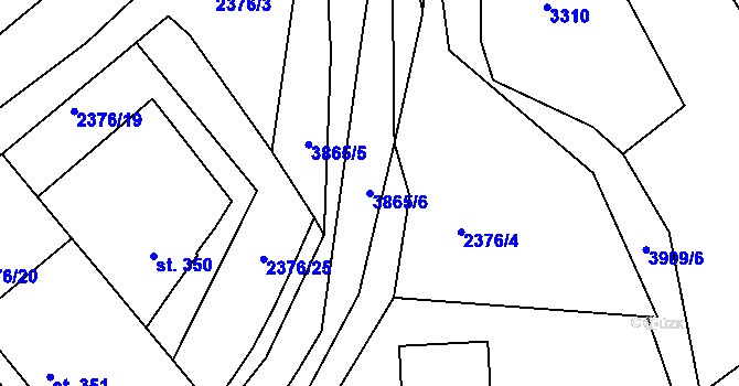 Parcela st. 3865/6 v KÚ Slopné, Katastrální mapa