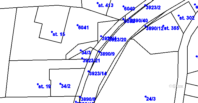 Parcela st. 3890/9 v KÚ Slopné, Katastrální mapa