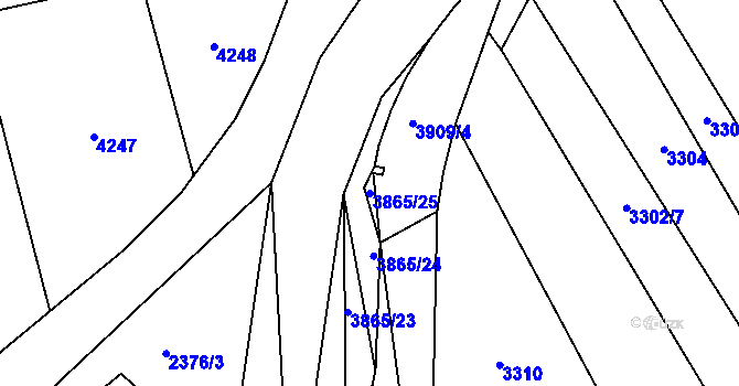 Parcela st. 3865/25 v KÚ Slopné, Katastrální mapa