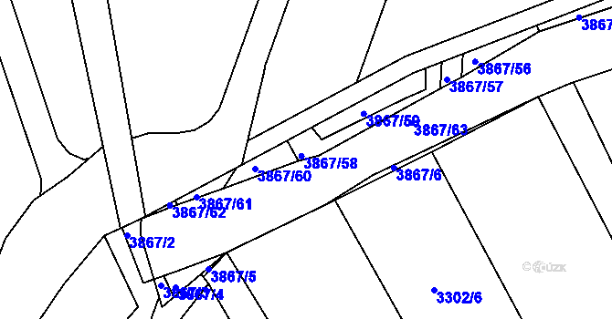 Parcela st. 3867/58 v KÚ Slopné, Katastrální mapa