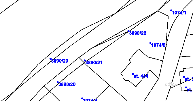 Parcela st. 3890/21 v KÚ Slopné, Katastrální mapa