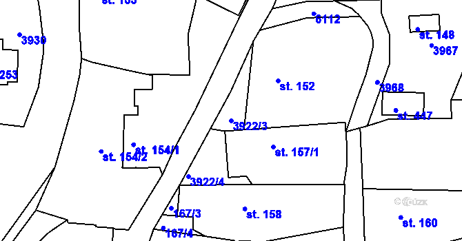 Parcela st. 3922/3 v KÚ Slopné, Katastrální mapa
