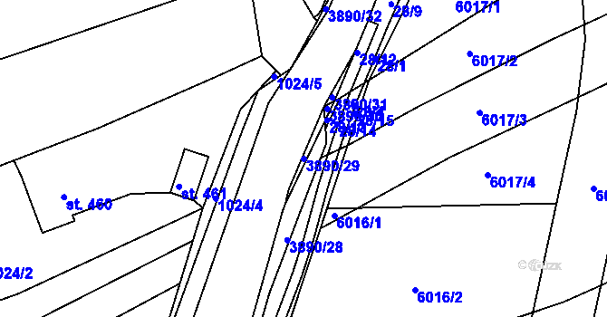 Parcela st. 3890/29 v KÚ Slopné, Katastrální mapa