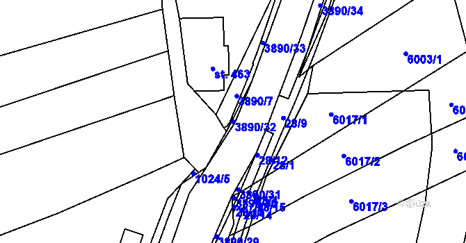 Parcela st. 3890/32 v KÚ Slopné, Katastrální mapa