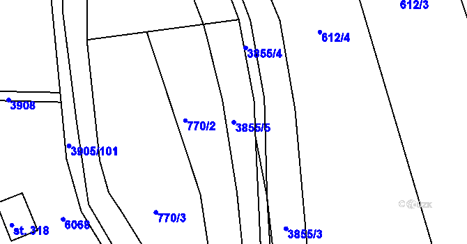 Parcela st. 3855/5 v KÚ Slopné, Katastrální mapa