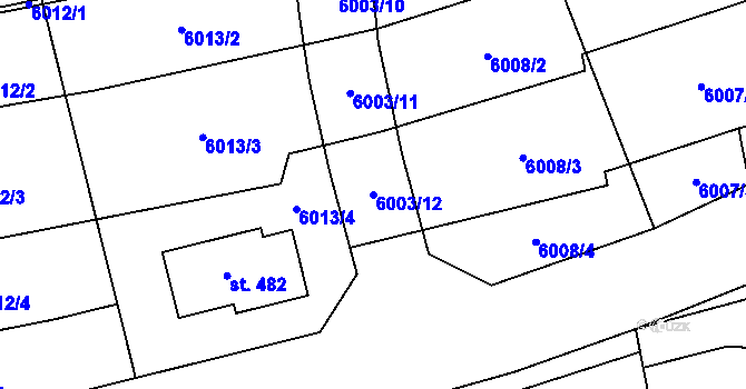 Parcela st. 6003/12 v KÚ Slopné, Katastrální mapa