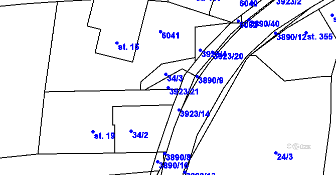 Parcela st. 3923/21 v KÚ Slopné, Katastrální mapa