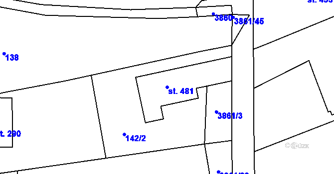 Parcela st. 481 v KÚ Slopné, Katastrální mapa