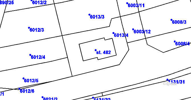 Parcela st. 482 v KÚ Slopné, Katastrální mapa
