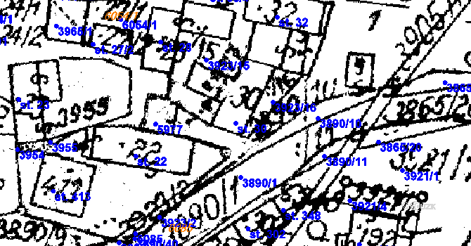 Parcela st. 30 v KÚ Slopné, Katastrální mapa