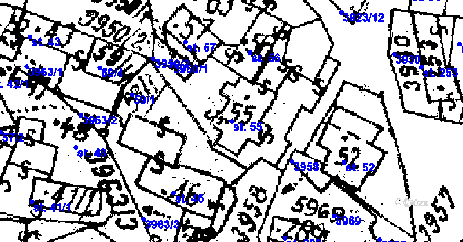 Parcela st. 55 v KÚ Slopné, Katastrální mapa