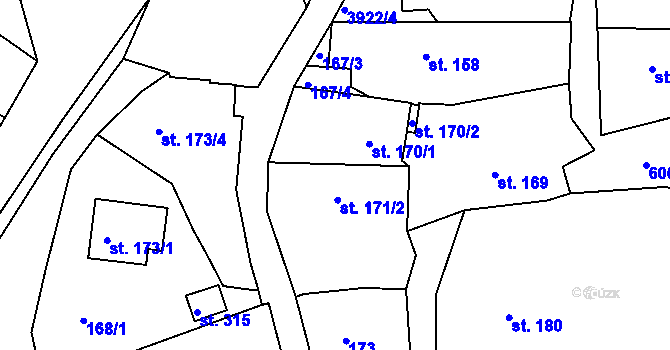 Parcela st. 171/2 v KÚ Slopné, Katastrální mapa