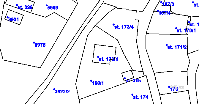 Parcela st. 173/1 v KÚ Slopné, Katastrální mapa