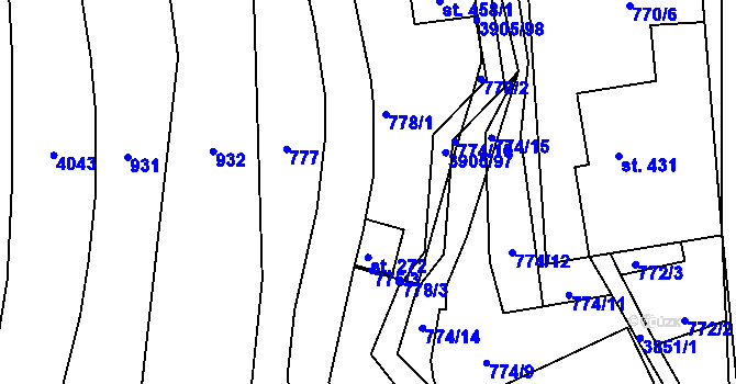 Parcela st. 272 v KÚ Slopné, Katastrální mapa