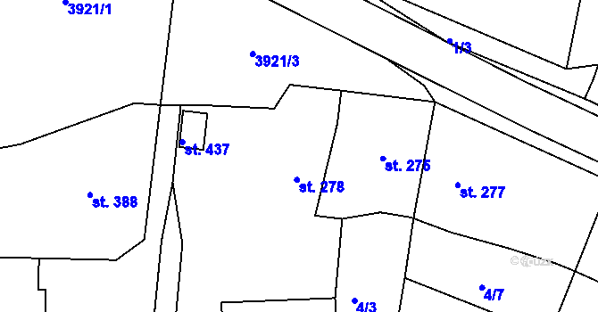 Parcela st. 278 v KÚ Slopné, Katastrální mapa