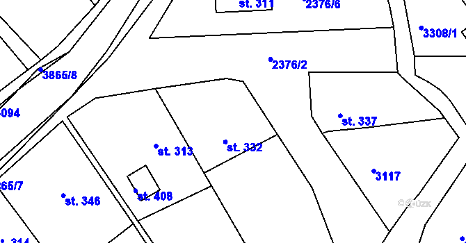 Parcela st. 332 v KÚ Slopné, Katastrální mapa