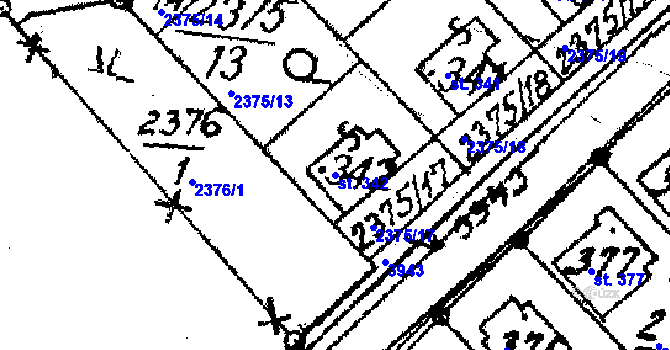 Parcela st. 342 v KÚ Slopné, Katastrální mapa
