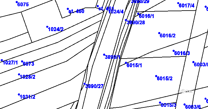 Parcela st. 3890/1 v KÚ Slopné, Katastrální mapa