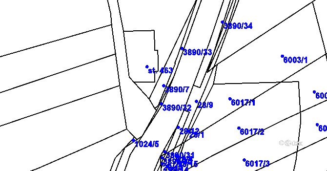 Parcela st. 3890/7 v KÚ Slopné, Katastrální mapa