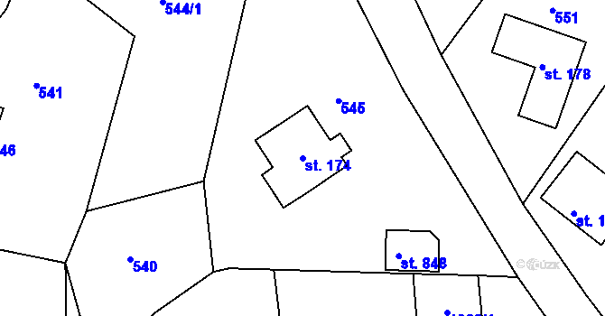 Parcela st. 174 v KÚ Janov u Nového Boru, Katastrální mapa