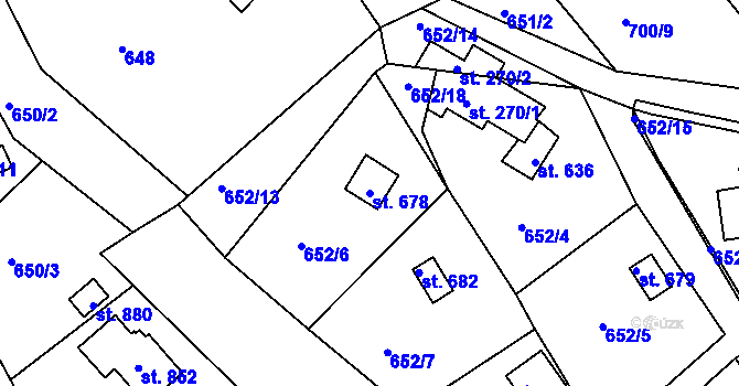 Parcela st. 678 v KÚ Janov u Nového Boru, Katastrální mapa