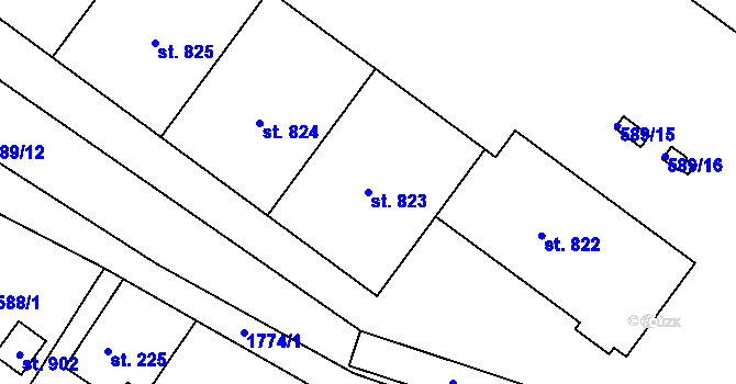 Parcela st. 823 v KÚ Janov u Nového Boru, Katastrální mapa