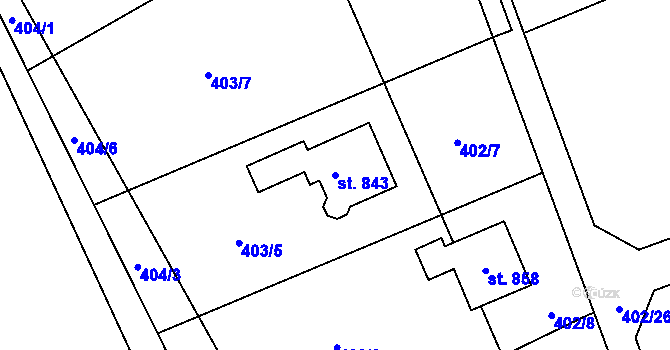 Parcela st. 843 v KÚ Janov u Nového Boru, Katastrální mapa