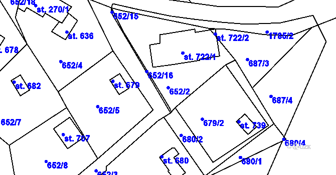 Parcela st. 652/2 v KÚ Janov u Nového Boru, Katastrální mapa