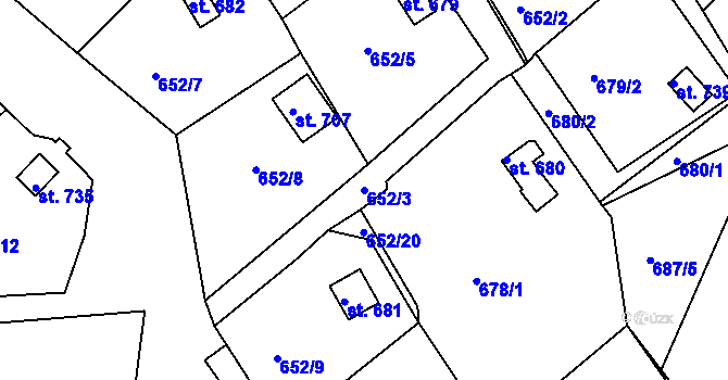 Parcela st. 652/3 v KÚ Janov u Nového Boru, Katastrální mapa