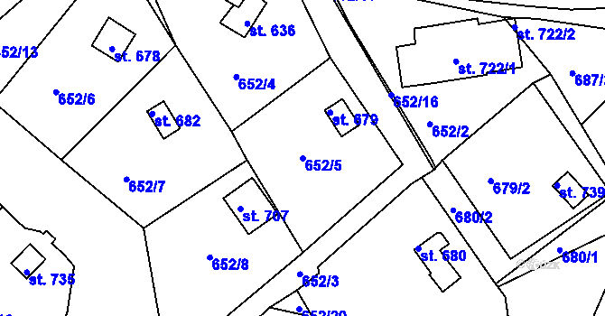 Parcela st. 652/5 v KÚ Janov u Nového Boru, Katastrální mapa