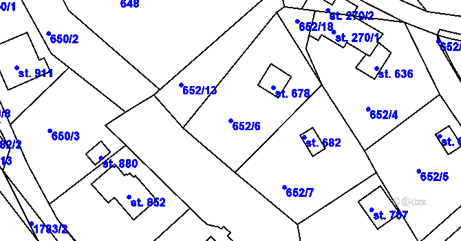 Parcela st. 652/6 v KÚ Janov u Nového Boru, Katastrální mapa