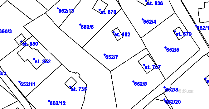 Parcela st. 652/7 v KÚ Janov u Nového Boru, Katastrální mapa