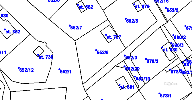 Parcela st. 652/8 v KÚ Janov u Nového Boru, Katastrální mapa