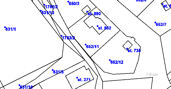 Parcela st. 652/11 v KÚ Janov u Nového Boru, Katastrální mapa