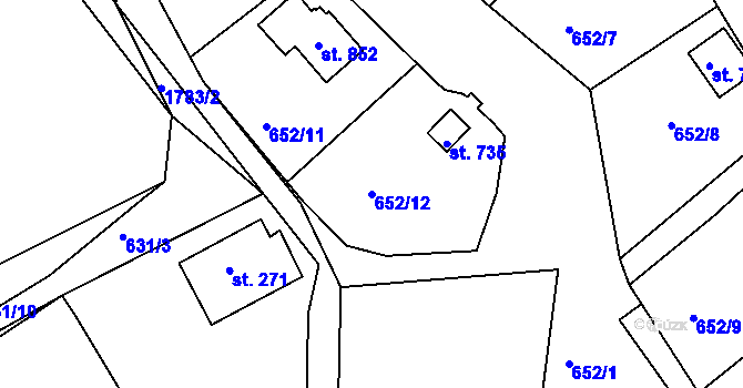 Parcela st. 652/12 v KÚ Janov u Nového Boru, Katastrální mapa